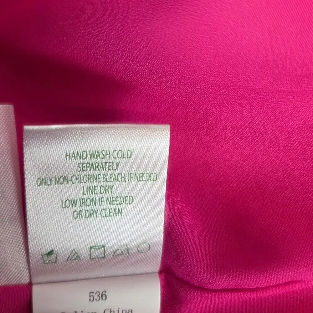 Lilly Pulitzer Carlynn Pink Satin Gown Strapless Side Slits Maxi Event Dress 0